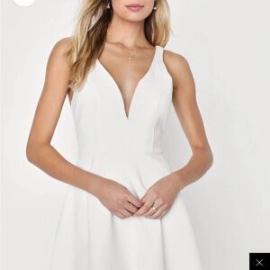 Lulus Forever Crush White Strappy Sleeveless Skater Dress